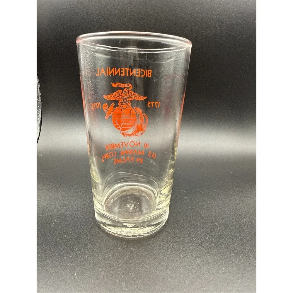 Vintage USMC Marine Corps Bicentennial Glass 1775-1975 29 Palms 10 November